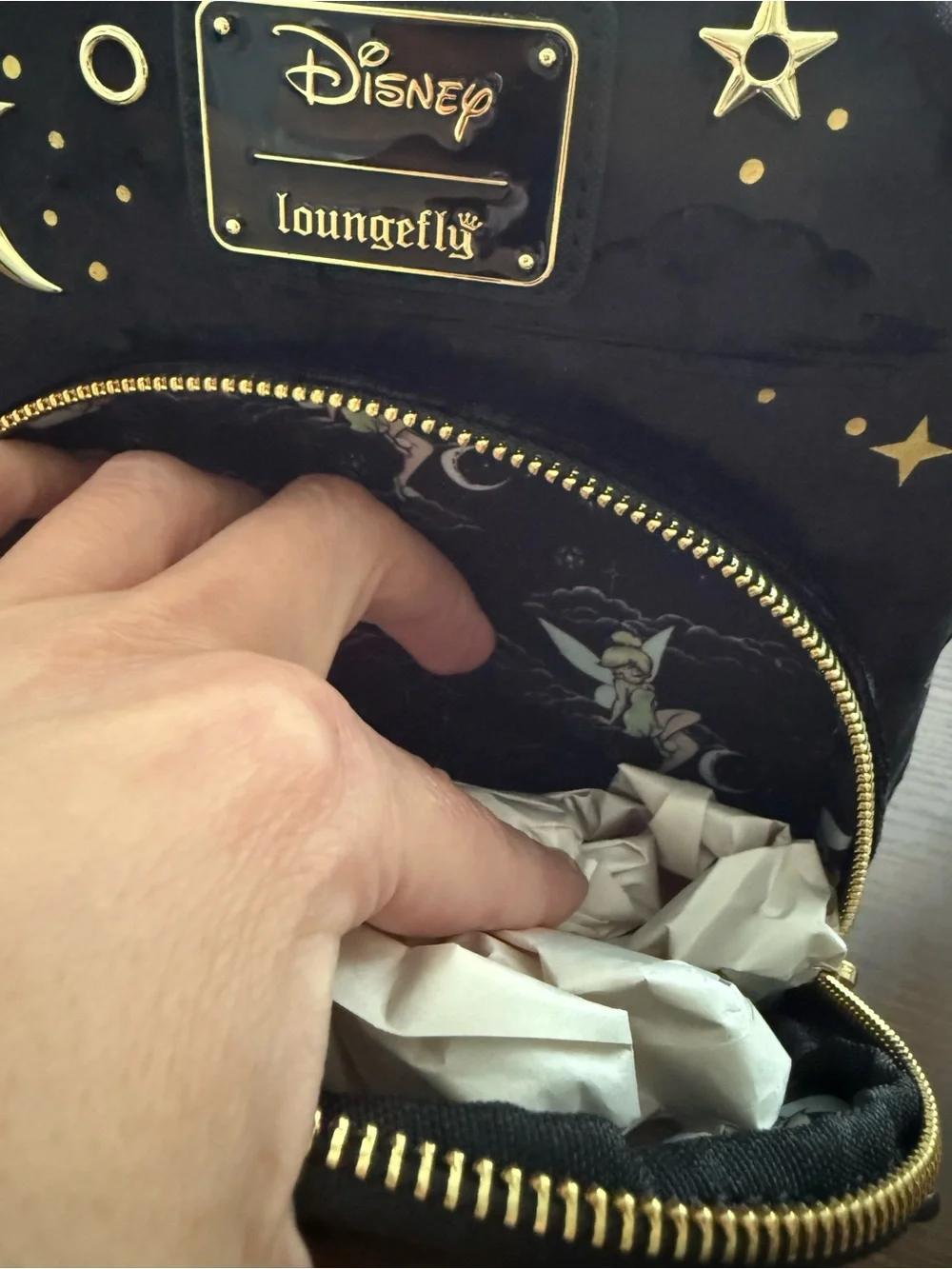 Loungefly Tinker Bell Pixie Dust Black Velvet Mini Backpack *NWT
